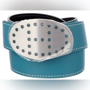 Beautiful Hermes Reversible Belt - black and blue with H buckle. Very good shape